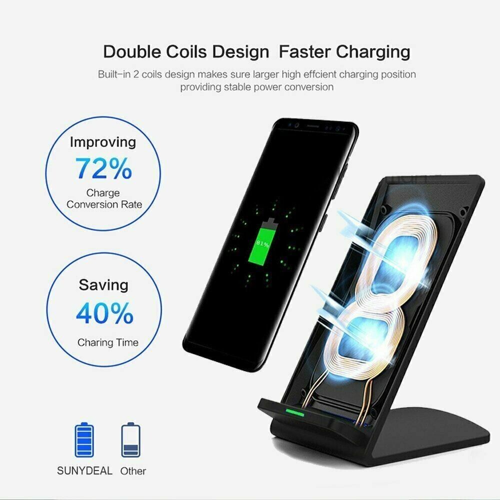 Qi Wireless Fast Charger Charging Pad Stand Dock
