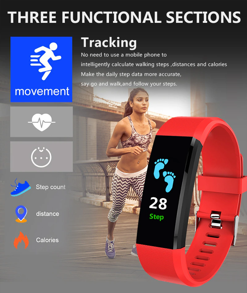 Fitness Smart Watch – Heart Rate, Blood Oxygen & BP Monitor