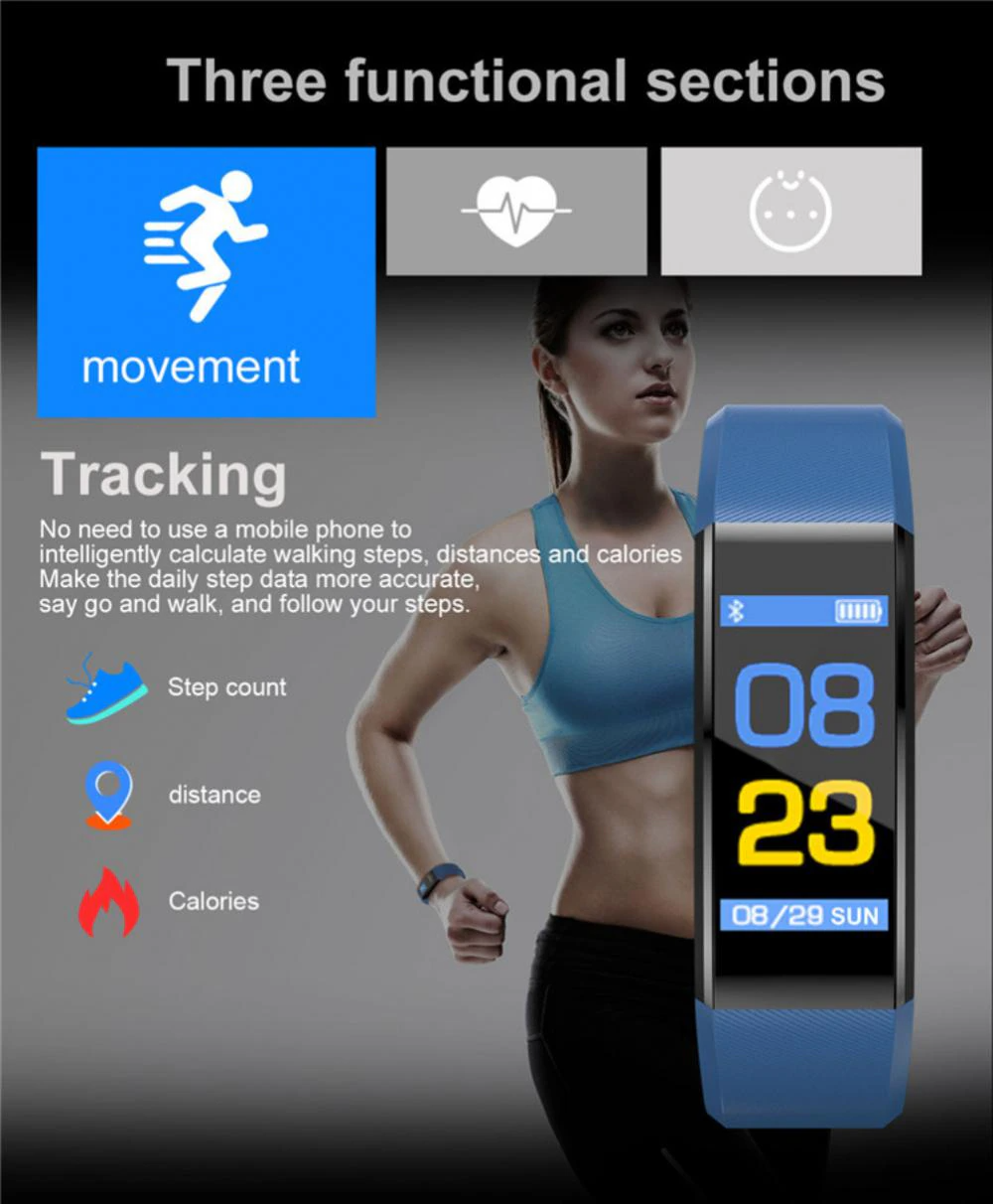 Fitness Smart Watch – Heart Rate, Blood Oxygen & BP Monitor