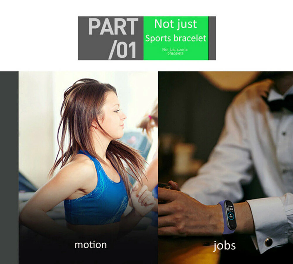 M4 Smart Watch Band Blood Pressure Bracelet Wristband Fitness Tracker