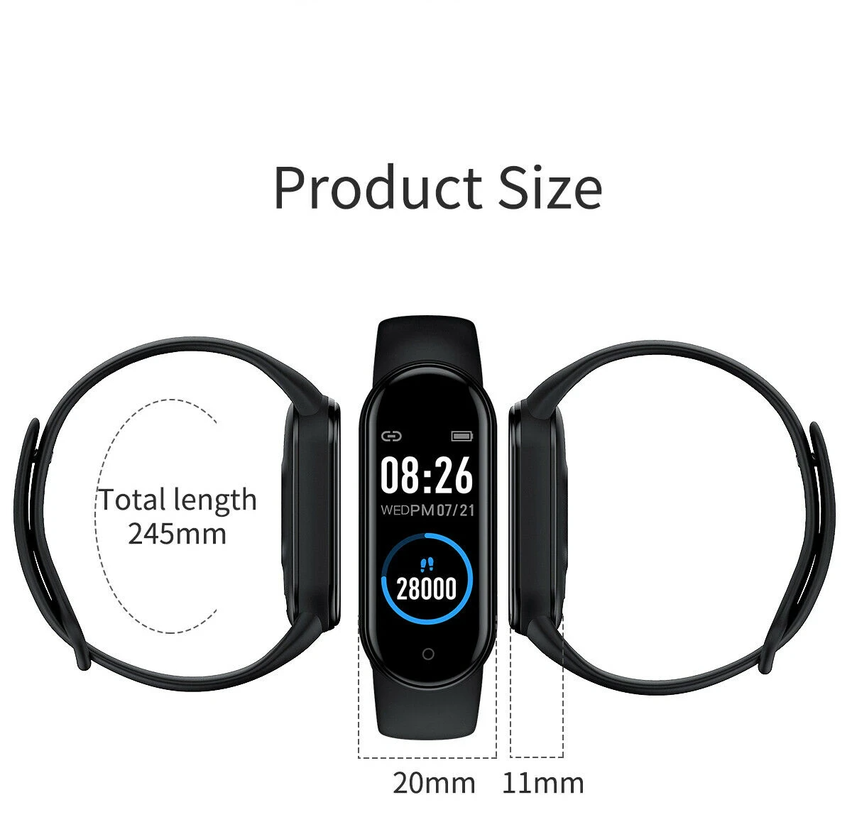 M4 Smart Watch Band Blood Pressure Bracelet Wristband Fitness Tracker