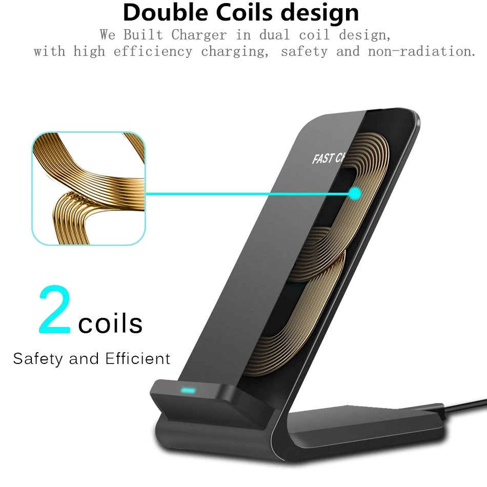 Qi Wireless Fast Charger Charging Pad Stand Dock