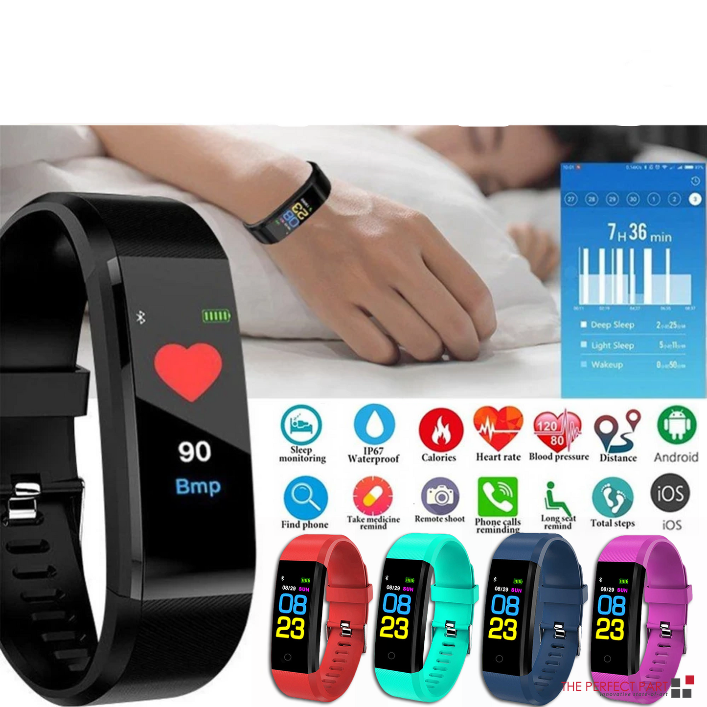 Fitness Smart Watch – Heart Rate, Blood Oxygen & BP Monitor