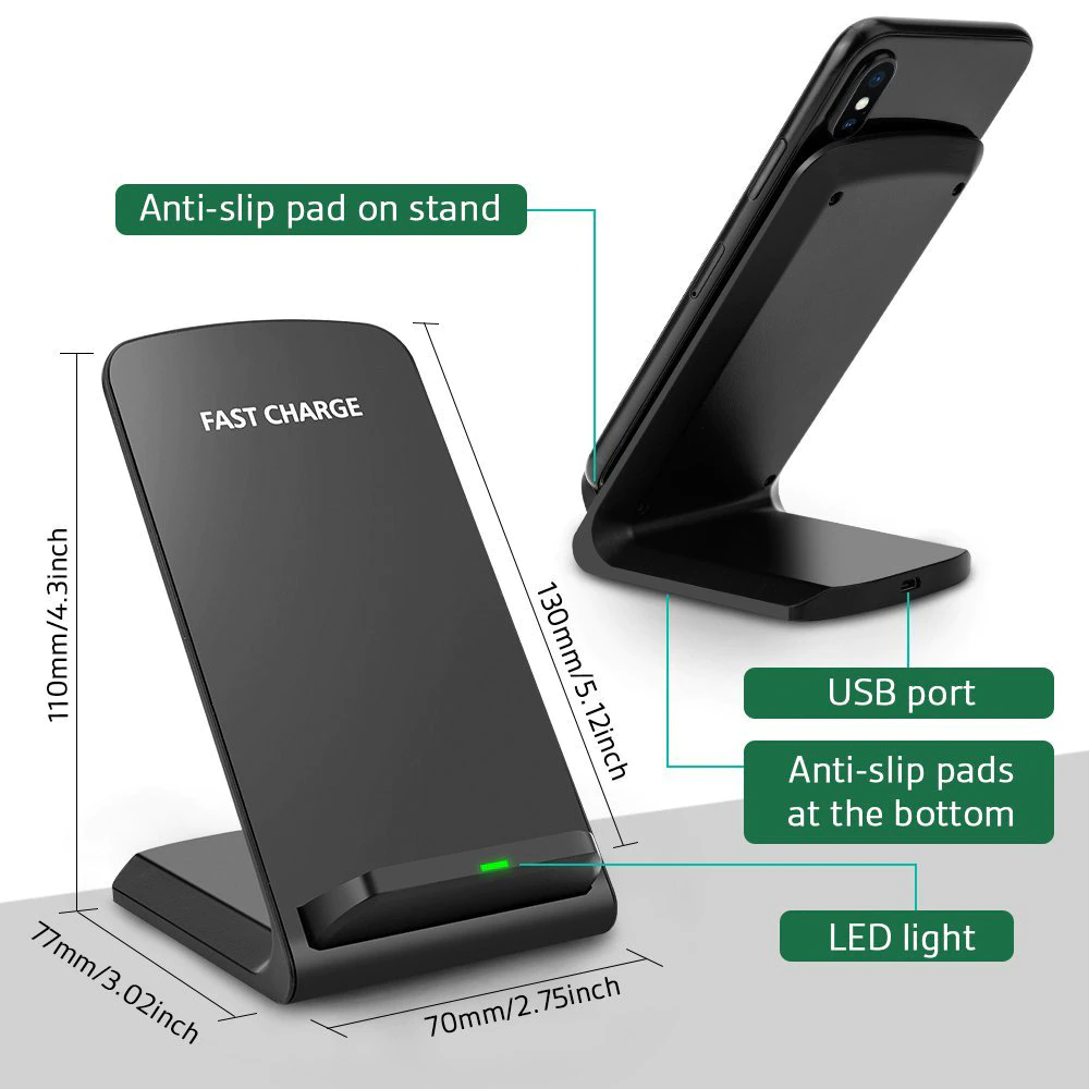 Qi Wireless Fast Charger Charging Pad Stand Dock