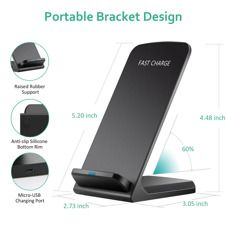 Qi Wireless Fast Charger Charging Pad Stand Dock