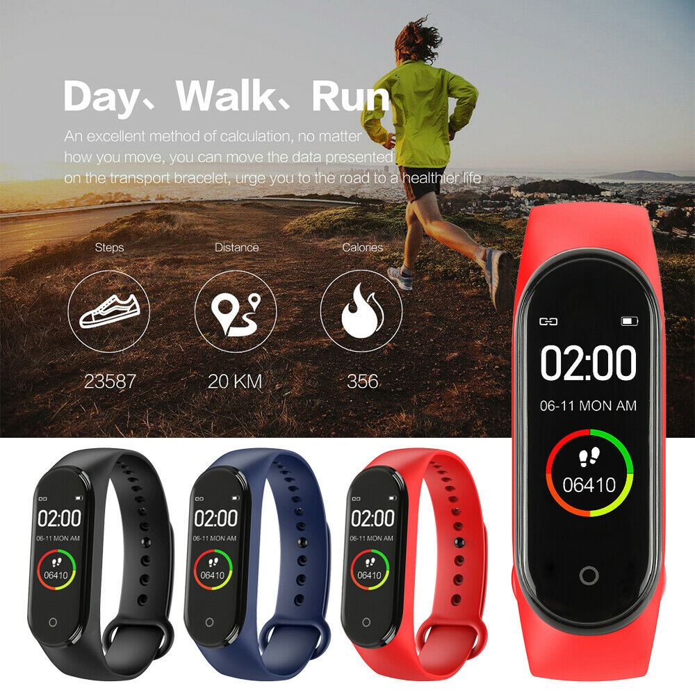 M4 Smart Watch Band Blood Pressure Bracelet Wristband Fitness Tracker